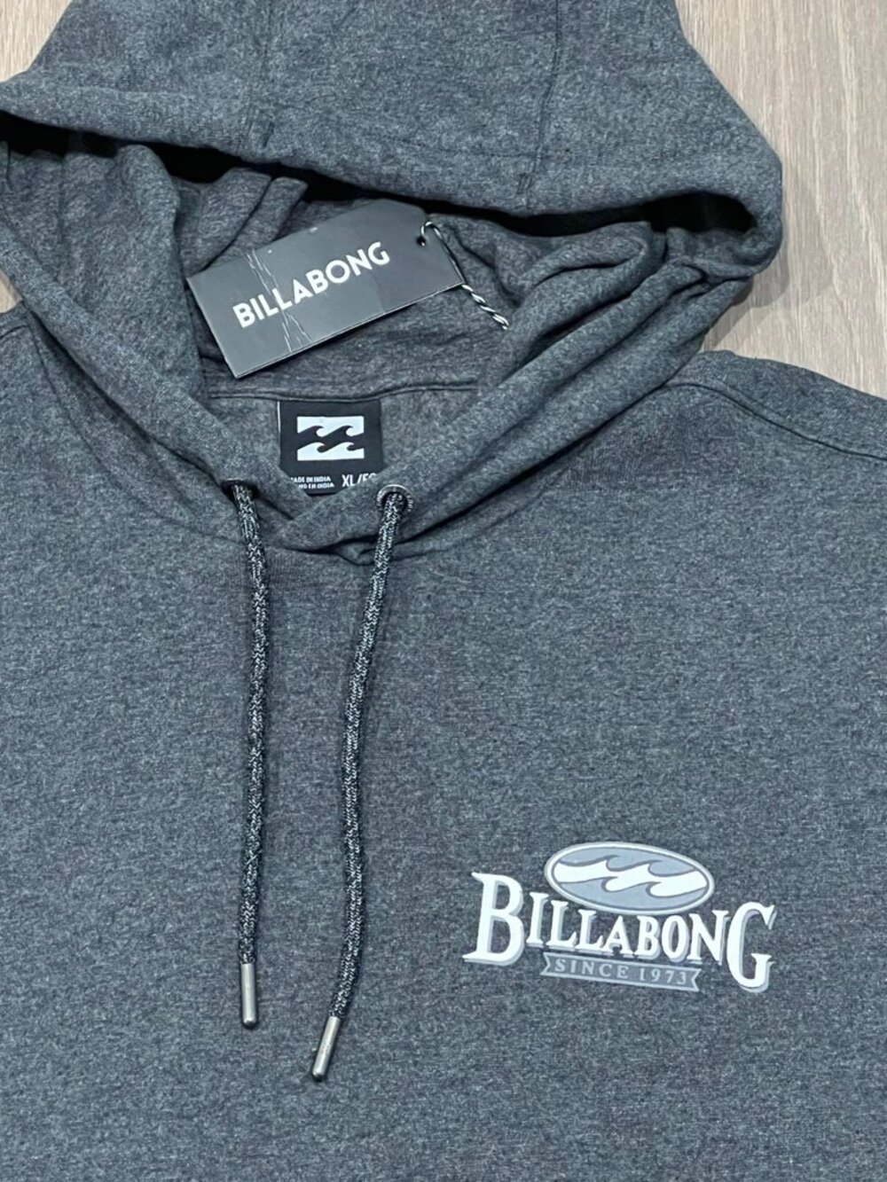 XL Mens BILLABONG Surf Pullover Hoodie Sweatshirt Sweater Top Shirt Gray 2-Sided